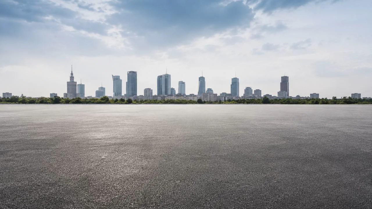 Warsaw skyline road background